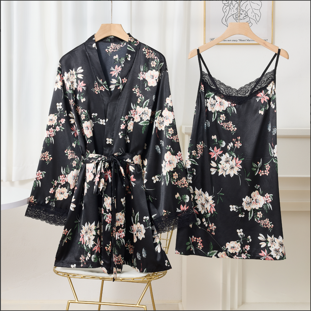 Midnight Blossom Robe Set