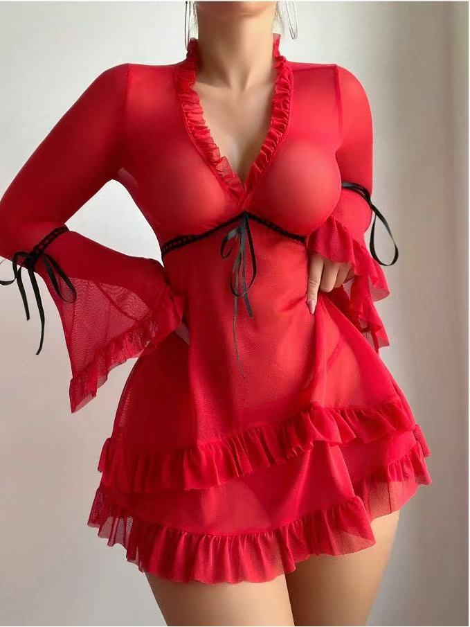 Red Coquette Ribbon Babydoll