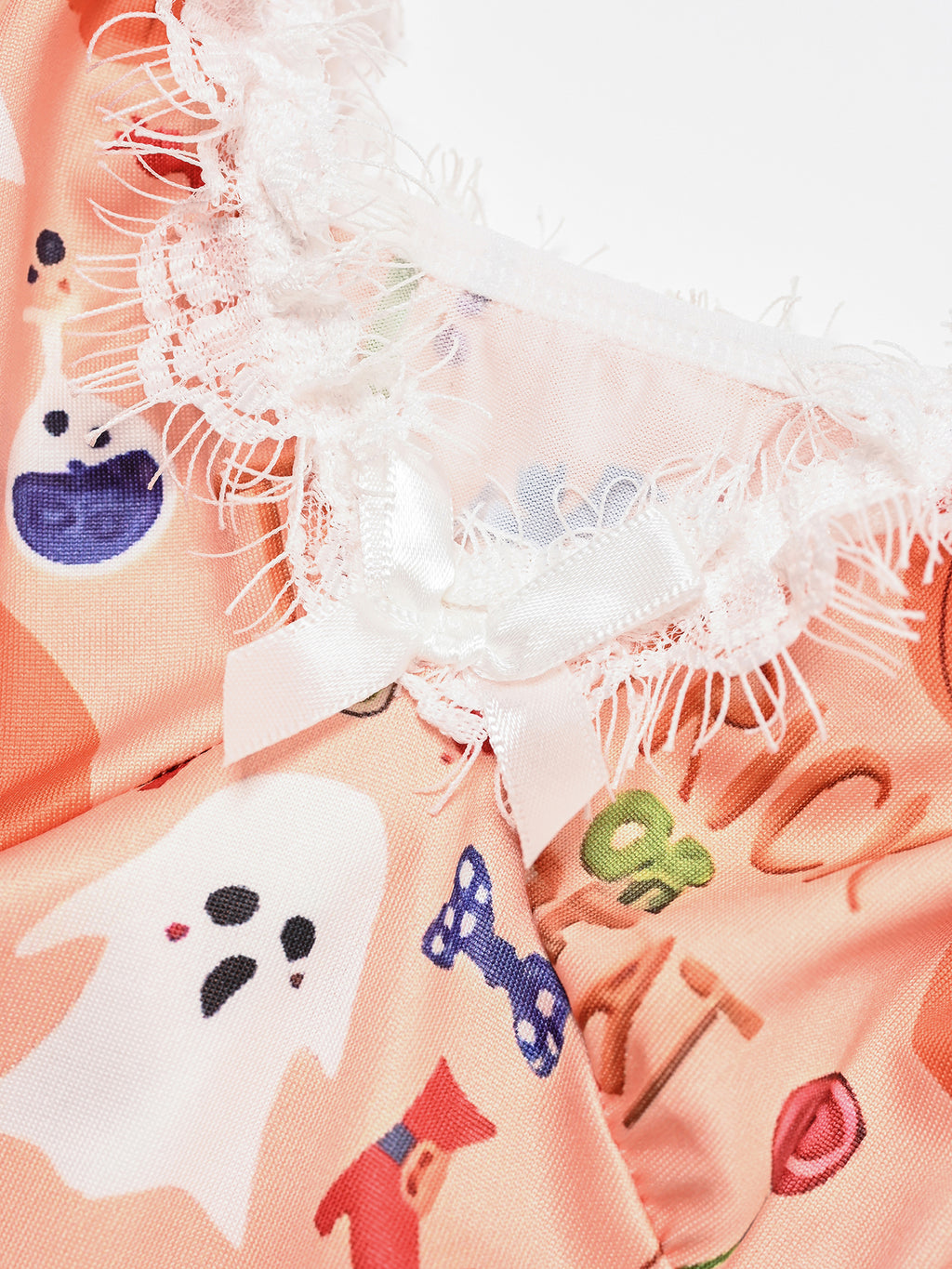 Plus Size Halloween Nightdress, Pumpkin Ghost Print Slip Dress, Lace Trim Sleepwear, Spooky Pajamas for Women