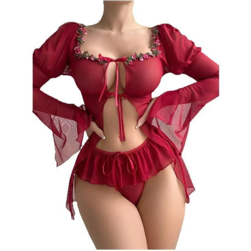 Crimson Blossom Lingerie Set