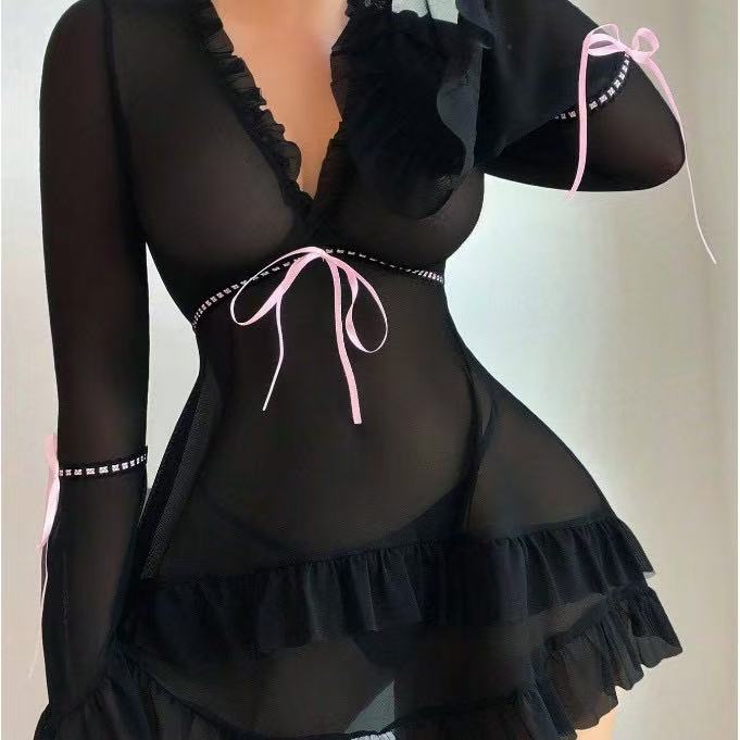 Black Coquette Ribbon Babydoll