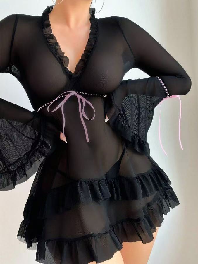 Black Coquette Ribbon Babydoll