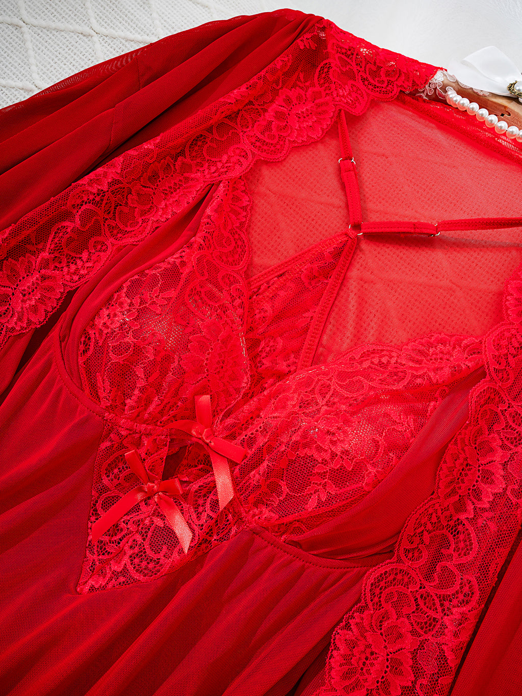 Rouge Lace Robe Set