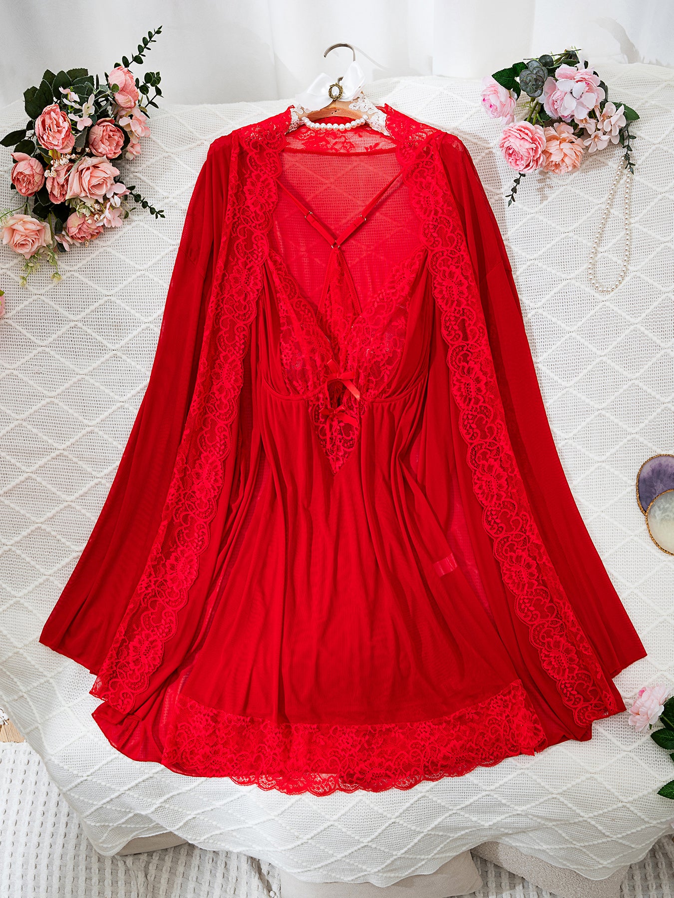 Rouge Lace Robe Set